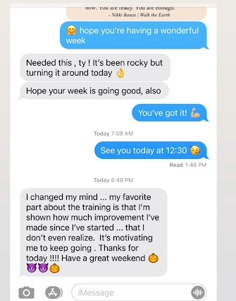 Client testimonial message
