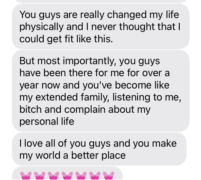 Client testimonial message