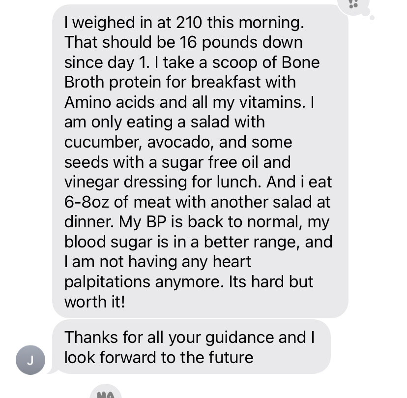 Client testimonial message