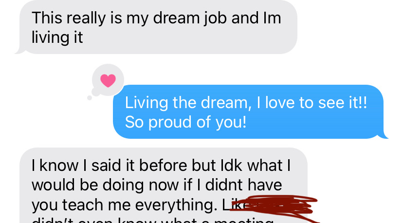 Client testimonial message