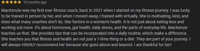 Google review from Cindi